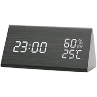 INF LED houten wekker, met temperatuur en vochtigheid