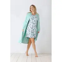 Hajo Zachte turquoise velours fleece dames badjas | Maat 36/38