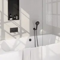 Brauer Stripe inbouw badkraan met drukknoppen, badvulcombinatie en 3 standen handdouche zwart mat