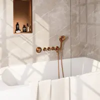 Brauer Stripe inbouw badkraan met 3 standen handdouche koper geborsteld PVD