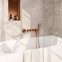 Brauer Stripe inbouw badkraan met staafhanddouche koper geborsteld PVD