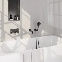Brauer Stripe inbouw badkraan met drukknoppen en 3 standen handdouche gunmetal geborsteld PVD