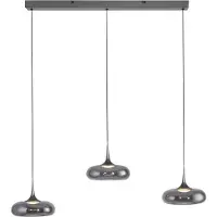 Schöner Wohnen Glazen hanglamp Posh, dimbaar, alu / grijs / zink, Woon-/ Eetkamer, Glas, Modern, hanglamp