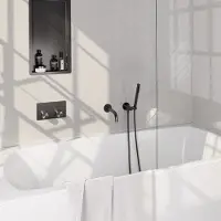 Brauer Stripe inbouw badkraan met drukknoppen en staafhanddouche gunmetal geborsteld PVD