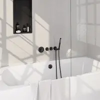 Brauer Stripe inbouw badkraan met badvulcombinatie en staafhanddouche zwart mat