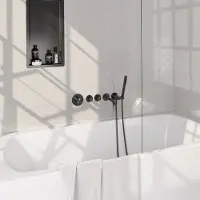 Brauer Stripe inbouw badkraan met staafhanddouche gunmetal geborsteld PVD