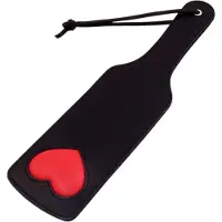 Rouge - paddle voor spanking - hartvorm - echt leer - zwart