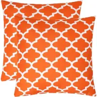 Homescapes buitenkussens – set van 2 tuinkussens & sierkussens voor tuin – waterafstotend & weerbestendig – 45x45 cm – oranje, “Geometrisch” – voor tuin & terras