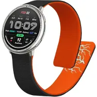 Kwmobile sporthorloge band geschikt voor 20mm Amazfit Active 2 /Active Edge/ Bip 3/GTS 3 4 bandje - Smartwatch of activity tracker polsband - Met magneetsluiting - In zwart / oranje