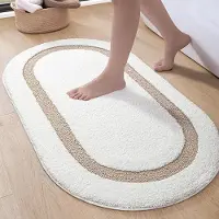 Karma Badmat 61 x 92 cm, Zacht Absorberende Badkamermat, Antislip Badkamertapijt, Machinewasbare Ovale Badmatten voor Badkamervloer, Toilet, Douche, Badkamer Accessoires, Beige