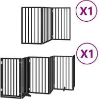 vidaXL Hondenhek inklapbaar 9 panelen 450 cm populierenhout zwart