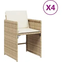 vidaXL Tuinstoelen 4 st met kussens poly rattan beige