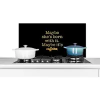 KitchenYeah Spatscherm keuken 80x40 cm - Kookplaat achterwand Quotes - Koffie - Goud - Zwart - Muurbeschermer - Spatwand fornuis - Hoogwaardig aluminium
