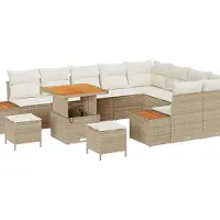 vidaXL Tuinset met 12 stukken, 11 zitplaatsen, beige, polyrotan