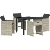 vidaXL Tuin Eettafel Set 5 st Lichtgrijs poly rattan