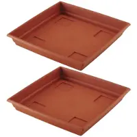 Hega hogar Bloempot Onderschaal - Set van 3x stuks - Terra Cotta - Kunststof - 35 cm