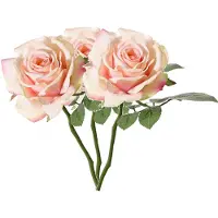Top Art Kunstbloem Roos de luxe - 3x - roze - 30 cm - kunststof steel - decoratie bloemen