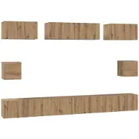 vidaXL Tv-meubelset 8 st Artisan Eiken Bewerkt hout