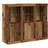 vidaXL - LED - Dressoir - 3 - st - Oudhout - 123 - x - 37 - x - 100 - cm - Bewerkt - hout