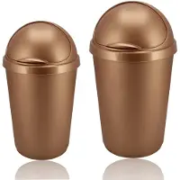 Discountershop Prullenbak 50 L en 25 L Roségoud – Afvalemmer met Swing- & Schuifdeksel – Kunststof Vuilnisbak 50 Liter – Keuken & Kantoor – Design Afvalbak