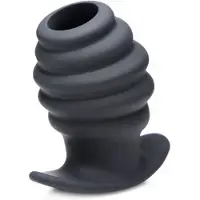 XR Brands Hive Ass Tunnel 4" Silicone Ribbed Hollow Anal Plug - Large
