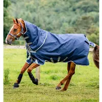 Horseware Bravo 12 Plus Bundel 50g + 100g + 200g Navy/Titanium Grijs & Zilver 69" / 5'9"