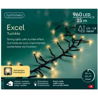 Kaemingk Excel Twinkel 960LED 15M Champagne Zwart zwart Kunststof