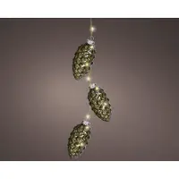 Lumineo Strengverlichting Dennenappel 5,7x28cm Grijs grijs Glas Lumineo Kerstverlichting