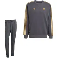 Adidas Manchester United Terrace Icons Crew Trainingspak Donkergrijs Goud