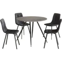 En.casa Eetkamerset Fitjar Ø100 cm met stoelen Lexnitz 5-delig []