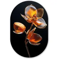 MuchoWow Muurovaal 40x60 cm - Ovale wanddecoratie Bloem - Orchidee - Oranje - Ovalen schilderij - Muurdecoratie woonkamer - Kamer decoratie - Schilderijen - Wandcirkel