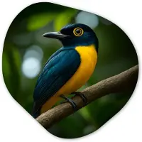 MuchoWow Organische wanddecoratie 60x60 cm - Organisch schilderij Vogel - Tak - Geel - Bladeren - Muurdecoratie woonkamer - Kamer decoratie - Schilderijen - Muurcirkel aesthetic