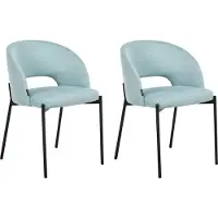 Beliani PENNY - Eetkamerstoel set van 2 - Lichtblauw - Polyester