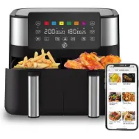 Equivera Dubbele Airfryer - Dubbele Mand - Dual Cook - Heteluchtfriteuse - Verschillende Programma's - Dual Zone - Mega