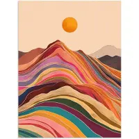 PosterMonkey Poster 30x40 cm - Zon - Kleurrijk landschap - Bergen - Posters - Kamer decoratie - Wanddecoratie woonkamer - Muurdecoratie slaapkamer