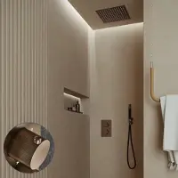 Saniclear Cube Stripes Pro inbouw regendouche met inbouw douchekop 30x30cm en staafhanddouche verouderd messing