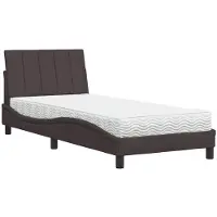 vidaXL Bed met matras "Hanko" stof donkerbruin 80x200 cm