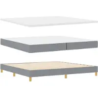 vidaXL Boxspring bed met hoofdeinde Lichtgrijs 200 x 200 cm Stof