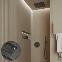 Saniclear Cube Curved inbouw regendouche rond met inbouw douchekop 30x30cm verouderd ijzer - gunmetal