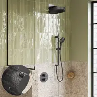 Saniclear Evolution Curved inbouw regendouche rond met glijstang en 2 standen handdouche verouderd ijzer - gunmetal
