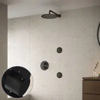 Saniclear Nero Curved inbouw regendouche 30cm met ronde massagejets en muurarm zwart mat