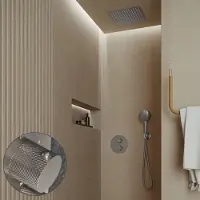 Saniclear Cube Curved inbouw regendouche rond met inbouw douchekop 30x30cm en 2 standen handdouche RVS
