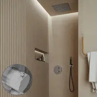 Saniclear Cube Stripes Pro inbouw regendouche rond met inbouw douchekop 30x30cm en staafhanddouche chroom
