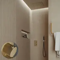 Saniclear Cube Stripes Pro inbouw regendouche met inbouw douchekop 30x30cm en staafhanddouche geborsteld messing - mat goud