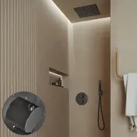 Saniclear Cube Stripes Pro inbouw regendouche rond met inbouw douchekop 30x30cm en staafhanddouche verouderd ijzer - gunmetal