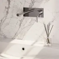 Brauer Stripe inbouw wastafelkraan ColdStart met rechte uitloop en afdekplaat model A1 chroom