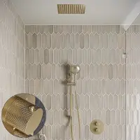 Saniclear Cube Curved inbouw regendouche rond met inbouw douchekop 30x30cm, glijstang en 2 standen handdouche geborsteld messing - mat goud