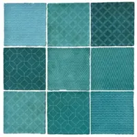 Terre d'Azur Maroc wandtegel met decor 11.5x11.5cm groen donker mix