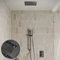 Saniclear Cube Curved inbouw regendouche met inbouw douchekop 30x30cm, glijstang en staafhanddouche verouderd ijzer - gunmetal