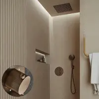 Saniclear Cube Stripes inbouw regendouche rond met inbouw douchekop 30x30cm en 2 standen handdouche verouderd messing
